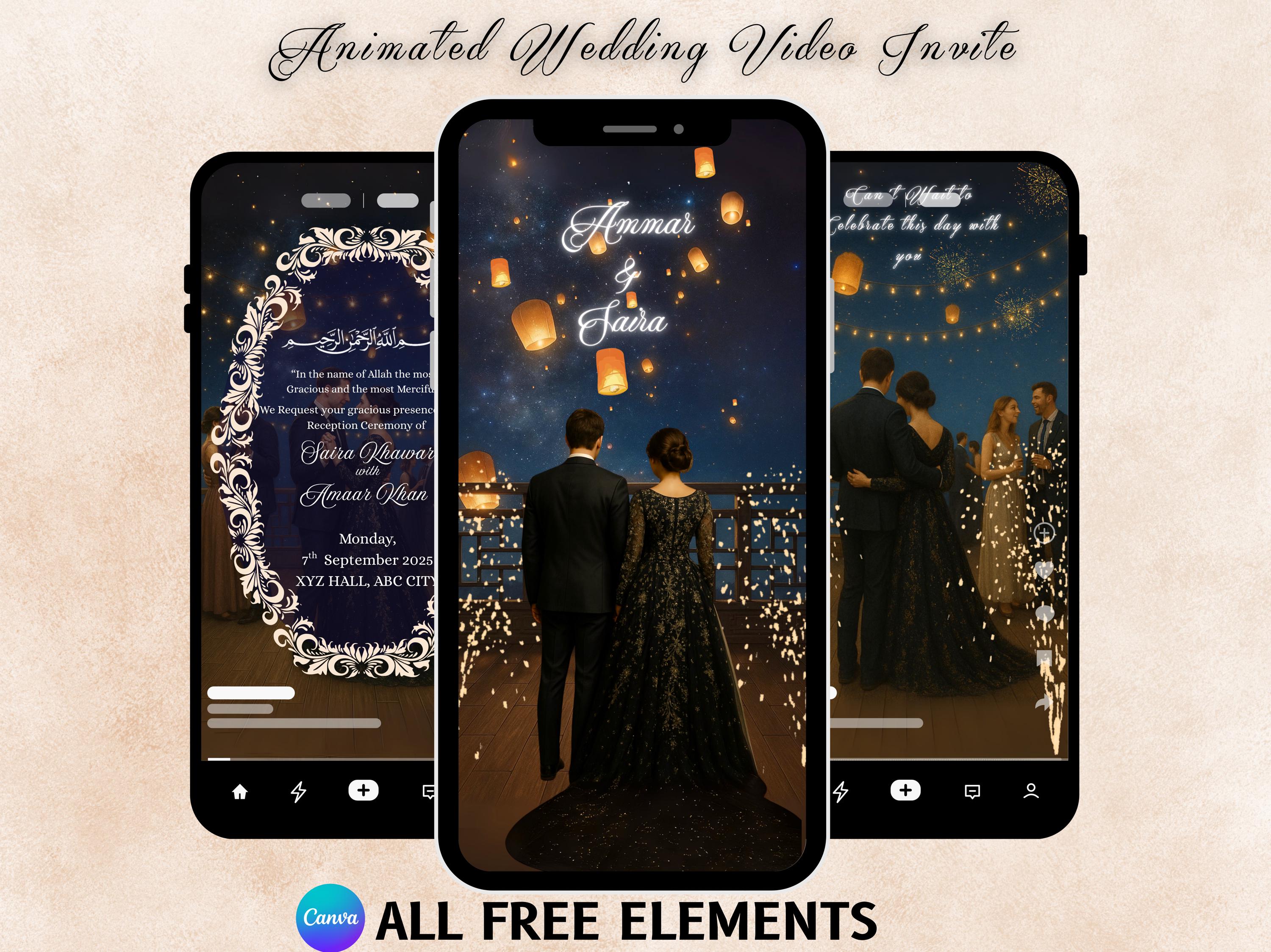 Celestial Night Wedding Video Invite: Editable Canva Template (digital Download - Etsy