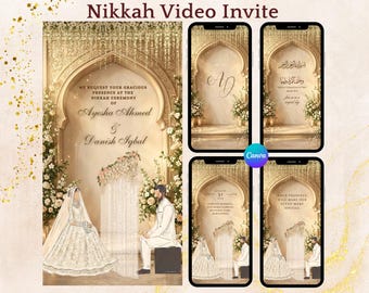 Nikkah Hochzeit Video Einladen Hochzeitseinladungen Muslimische Hochzeit einladen canva Vorlage Save the Date Hochzeitsvorlagen digitaler Download
