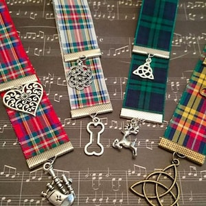 Tartan ribbon bookmark, plaid Celtic book marks