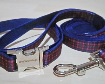 Passendes Tartan Kariertes Hundehalsband und Leinen Set