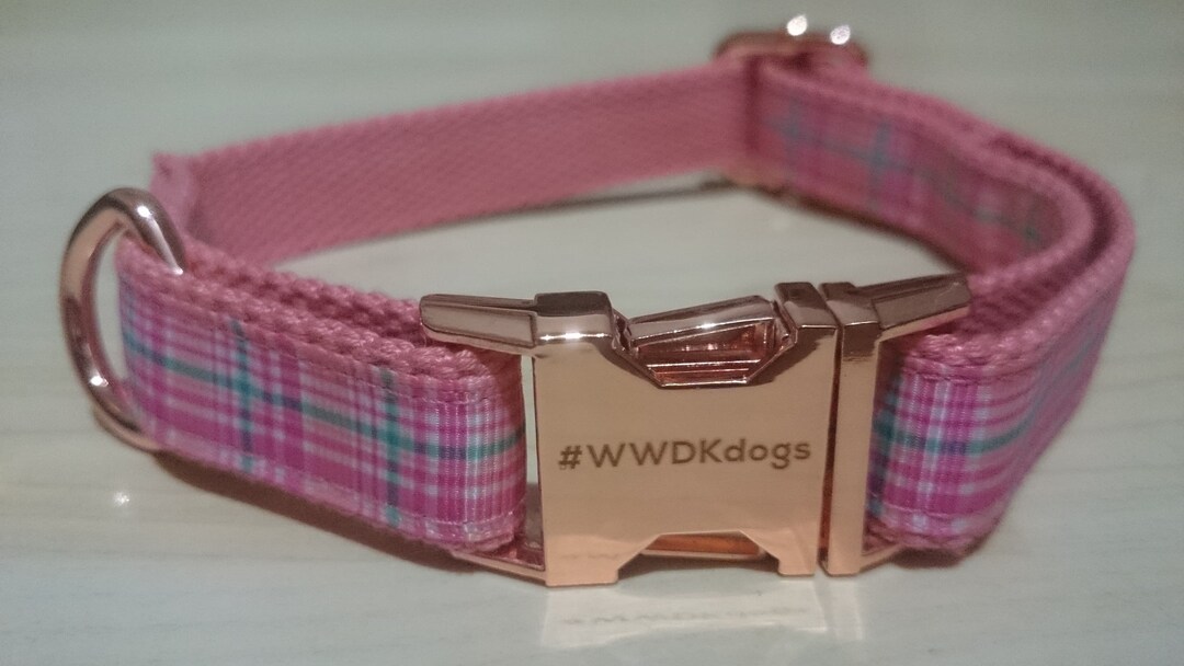 Tartan Dog Collar Pink Sherbet Lil Etsy