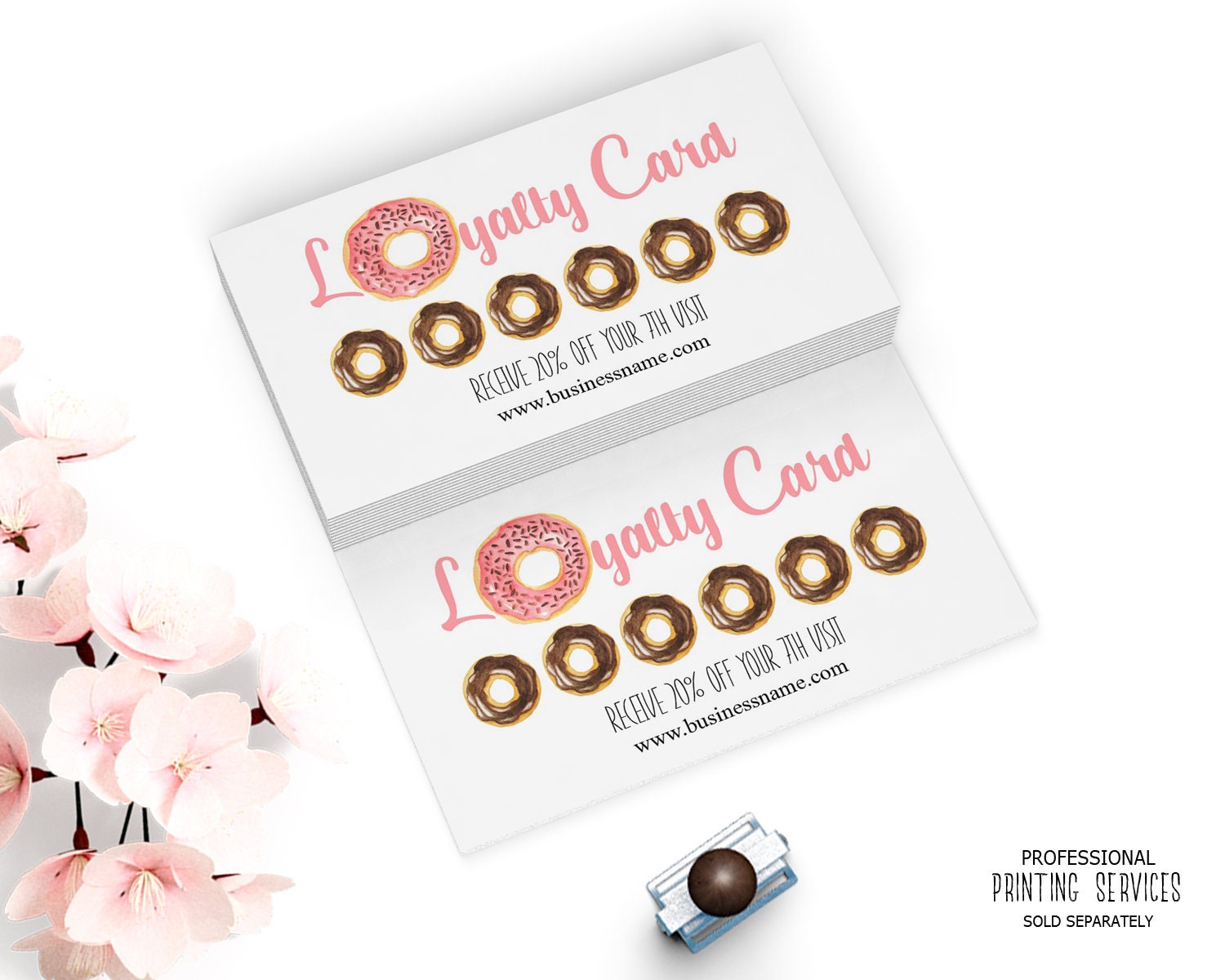 Donuts Bakery Shop Business Loyalty Card Personalized Digital Etsy