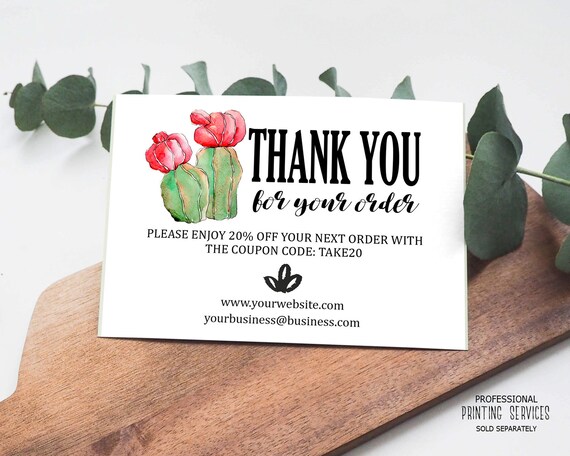 Blumen Kaktus Danke Fur Deine Bestellung Paket Einlage Karte Etsy