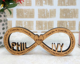 Personalized Infinity Tabletop Decor, Couple Infinity Sign, Customize Infinity Sign Decoration, Infinity Name and Date, Centerpiece Infinity