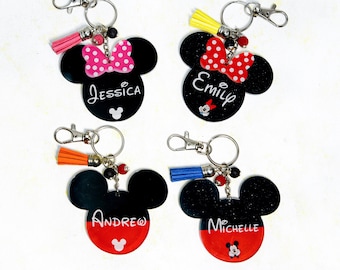 Personalized Mouse Acrylic Keychain: Custom Name, Tassel Charm