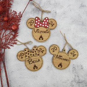 Personalized Mickey & Minnie Mouse 2025 Ornaments, Disney Christmas Ornaments, Wood Christmas Ornaments, Name Ornaments, Wood Name Ornaments