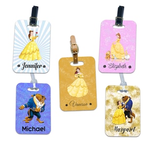 Personalized Beauty and the Beast Luggage Tag, Disney Belle Luggage Tag, Disney Luggage Tag, 2 Sided Disney Bag Tag, Personalized Travel Tag