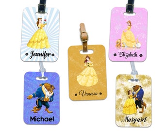 Personalized Beauty and the Beast Luggage Tag, Disney Belle Luggage Tag, Disney Luggage Tag, 2 Sided Disney Bag Tag, Personalized Travel Tag