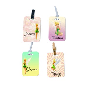 Personalized Tinker Bell Luggage Tag, Disney Luggage Tag, 2 Sided Bag Tag, Personalized Luggage Tag, Travel Bag Tag, School Bag Tag
