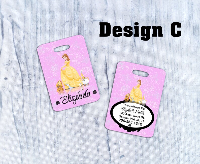 Beauty and the Beast Luggage Tag Luggage Tag School Bag Tag Disney Luggage Tag Travel Luggage Tag Disney Belle Tag Back Pack Tag