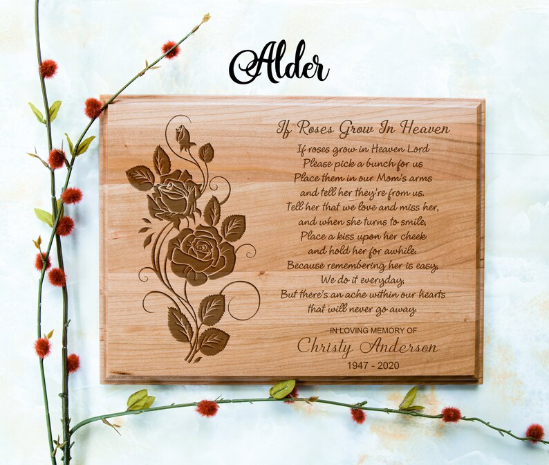 Personalized If Roses Grow in Heaven Memorial Plaque Etsy