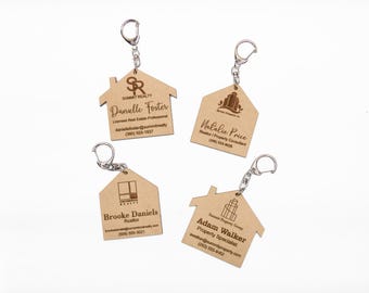 House-Shaped Realtor Keychain| Engraved House Keychain | Custom Real Estate Closing Gift