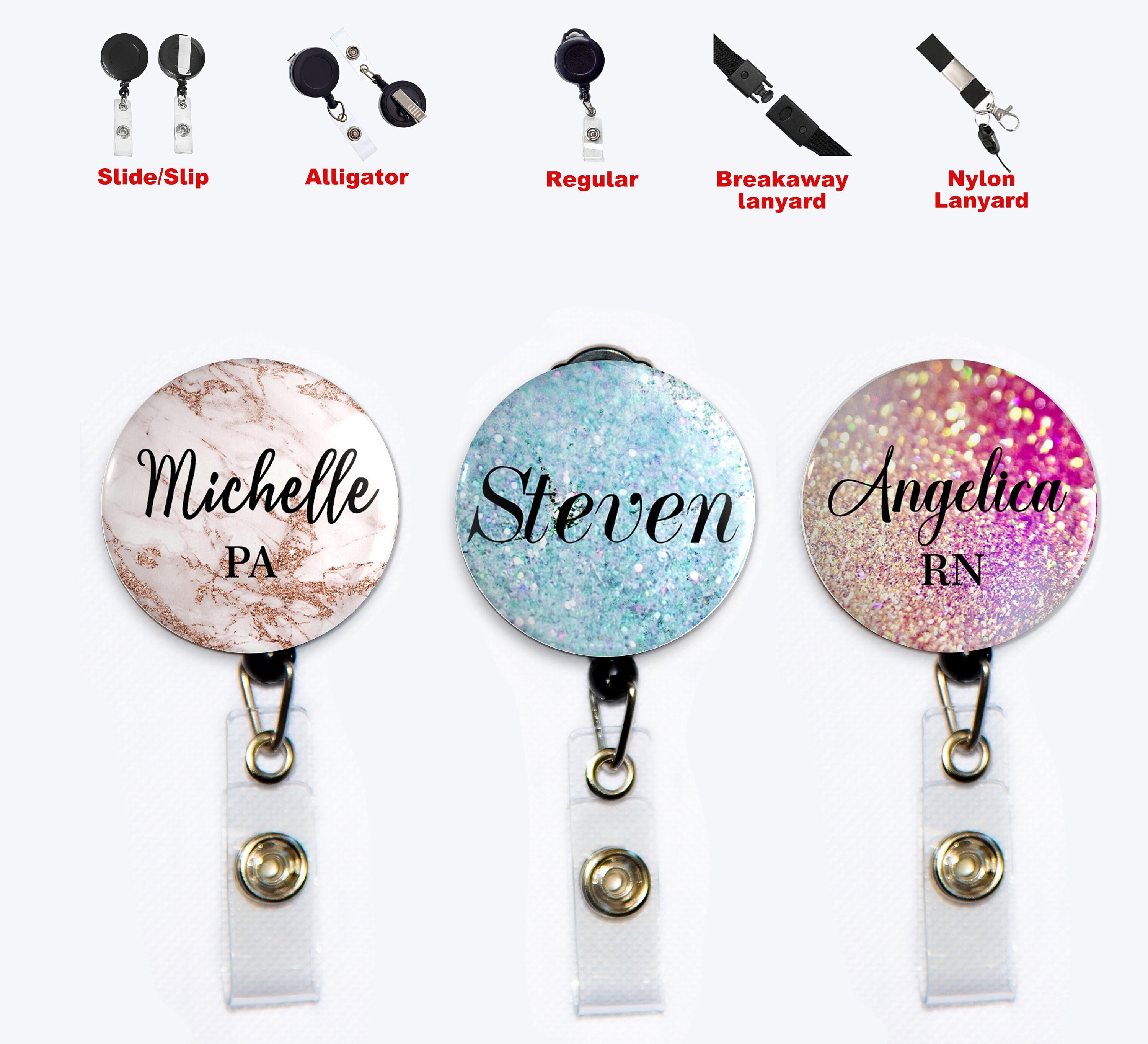 Personalized Custom Button Badge Reel, Personalized Retractable Badge Holder, Custom ID Badge Reel, Custom Retractable Badge, Badge Reel