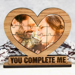 You Complete Me Puzzle Tabletop Decor, Personalized Photo Puzzle, Custom Wedding Gift, Anniversary Gift Idea, Tabletop Puzzle Photo Frame