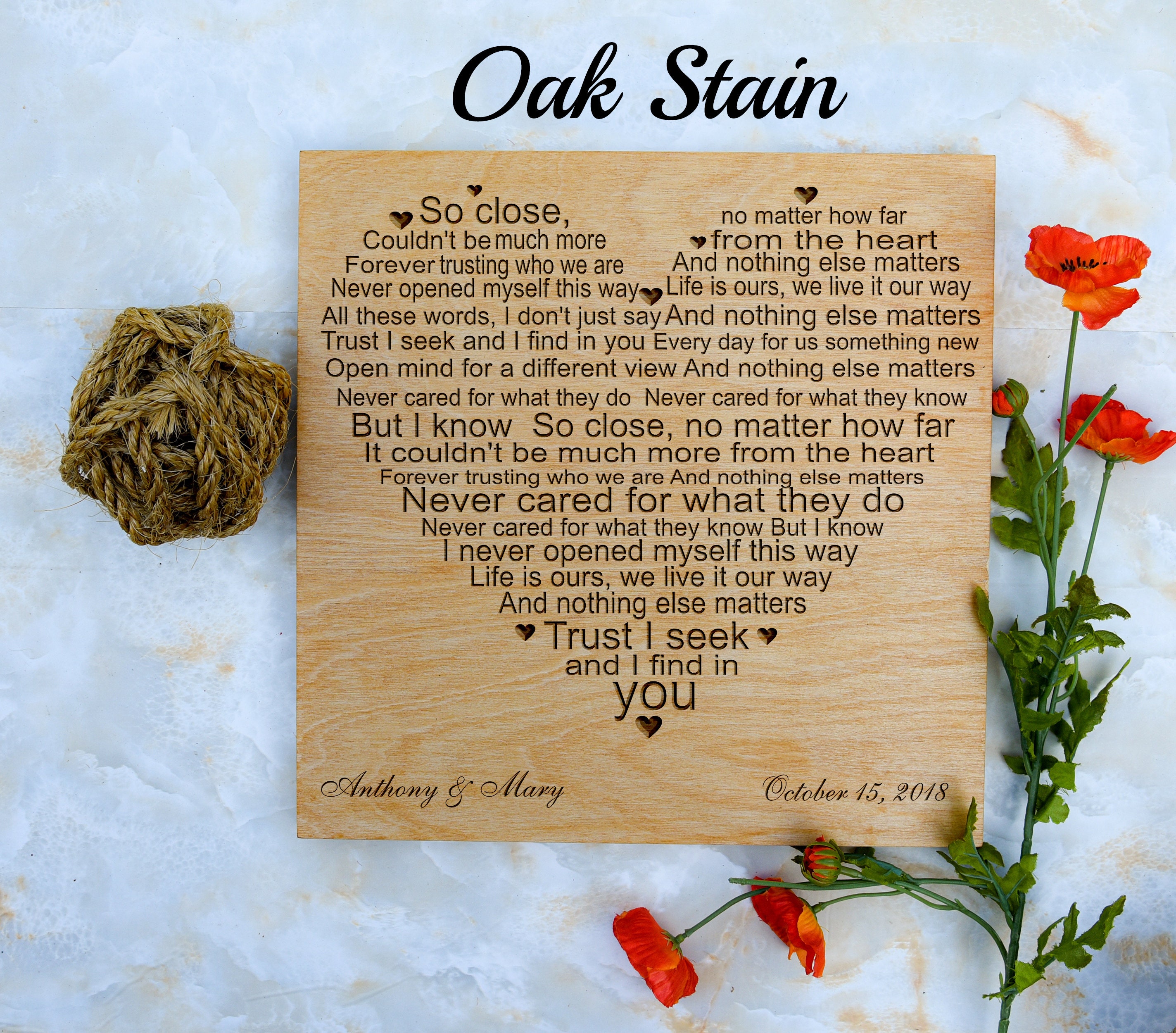 Personalized Heart Shaped Song Love Poem Anniversary Gift