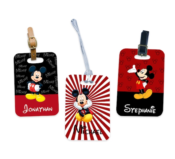 Mickey Mouse Luggage Tag 2 Sided Disney Luggage Tag Disney Etsy