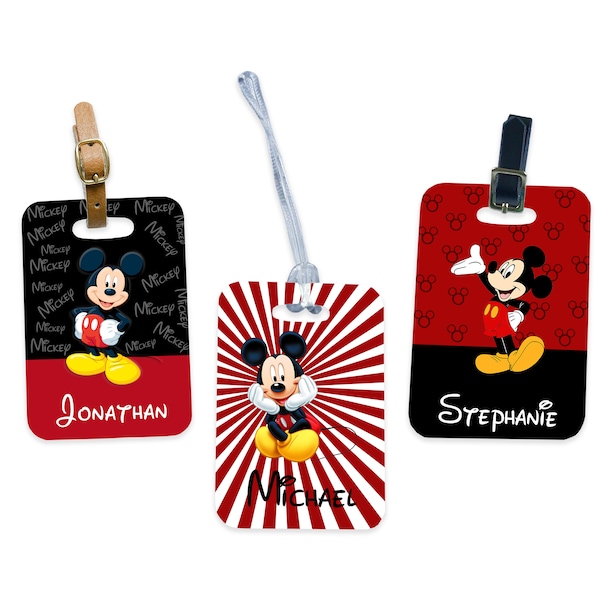 Mickey Mouse Luggage Tag, 2 Sided, Disney Luggage Tag, Disney Mickey Mouse Tag, Travel Bag Tag, Personalized Luggage Tag, Mickey Bag Tag