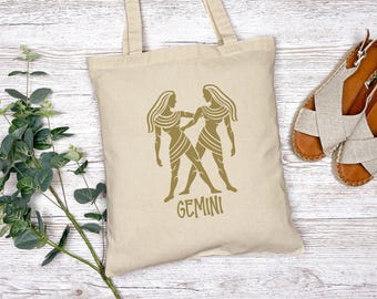 Zodiac Sign Canvas Tote Bag: Astrology Lover Gift