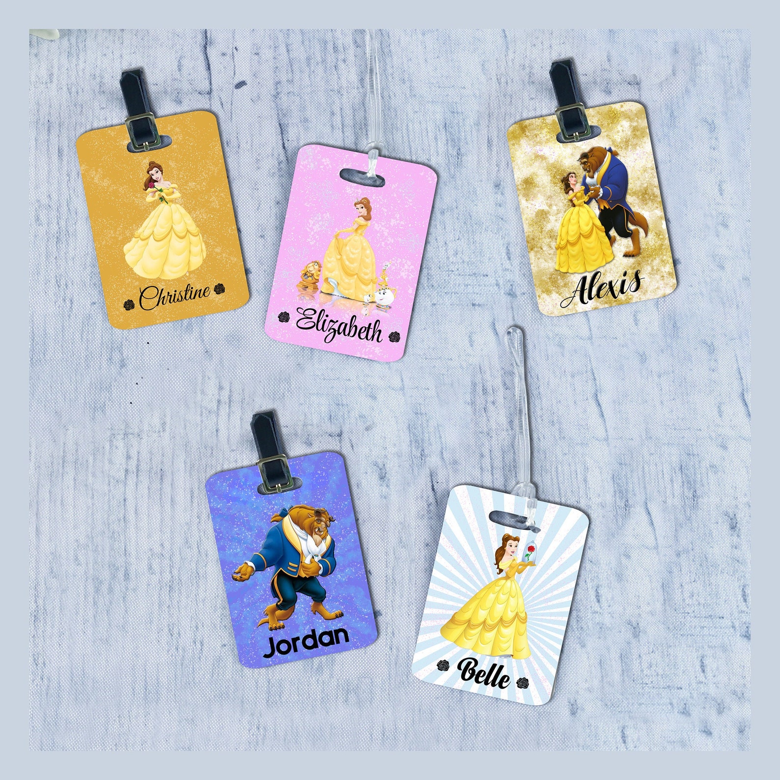 Disney Luggage Tag Beauty and the Beast Luggage Tag Luggage Etsy