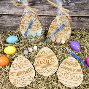 Personalized DIY Paintable Wooden Easter Eggs, Craft Kit for Kids, Easter Egg Decorating, Kids Art Activity, Easy Wooden Egg Painting Kit
