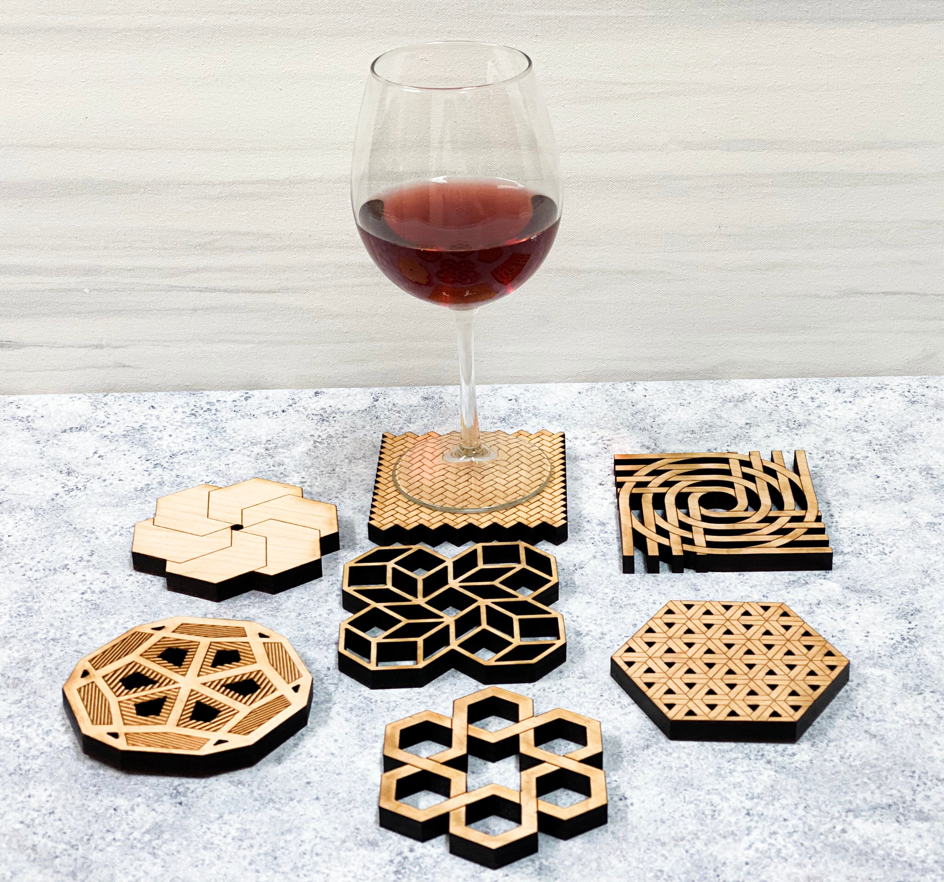 Laser Engraved Wood Coasters Laser Cut Wood Coasters Unique Etsy