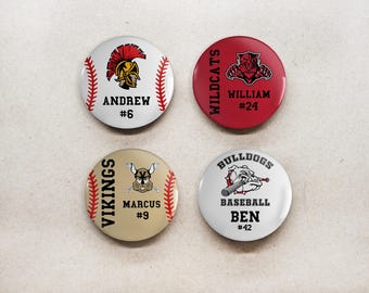 Custom Baseball Button Badges 2.25 inches Pins