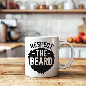 Personalized Respect the Beard Mug, Father&#39;s Day Gift Idea, Dad&#39;s Birthday Gift Idea, Customize Gift for Dad, Big Beard Mug, Bearded Men Mug