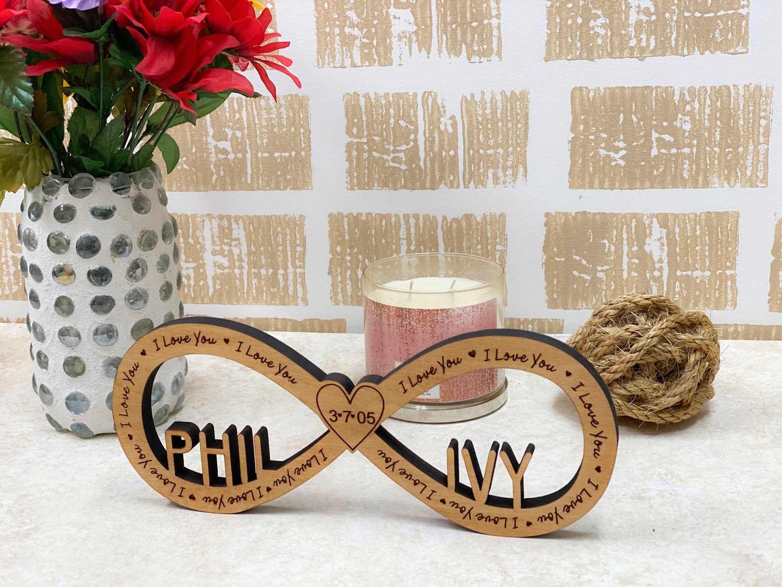 Personalized Infinity Tabletop Decor, Couple Infinity Sign, Customize ...