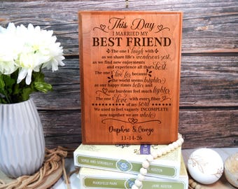Married My Friend Poem, Anniversary Keepsake, Personalized Wedding Plaque
