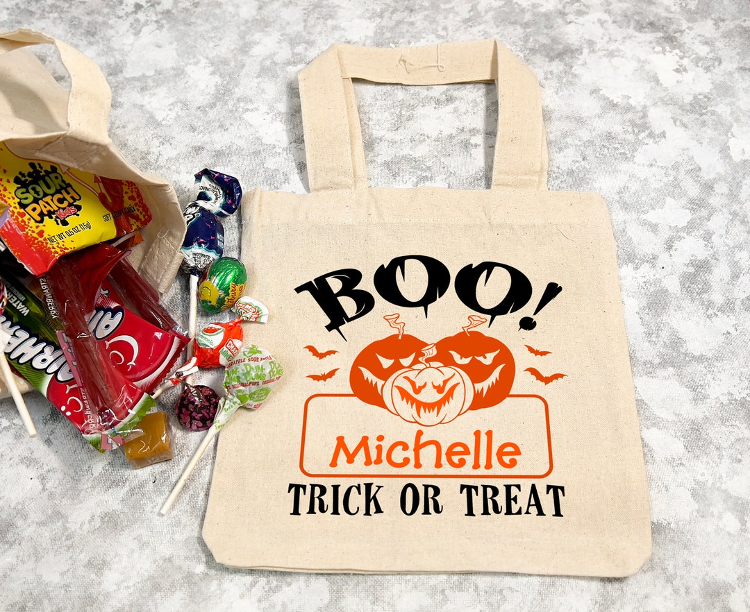Personalized Trick or Treat Tote Bag Halloween Treat Bag Etsy