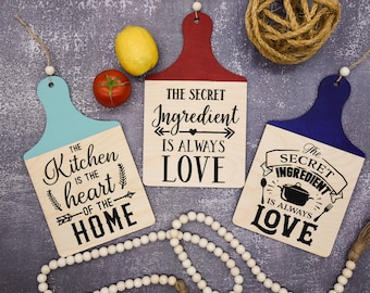 Hand-Painted Kitchen Paddle Sign: Inspirational Wood Wall Decor