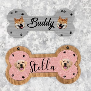 Personalized Bone-Shaped Pet Crate Tag: Custom Name & Photo