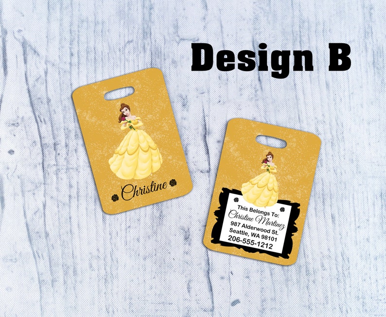 Beauty and the Beast Luggage Tag Luggage Tag School Bag Tag Disney Luggage Tag Travel Luggage Tag Disney Belle Tag Back Pack Tag