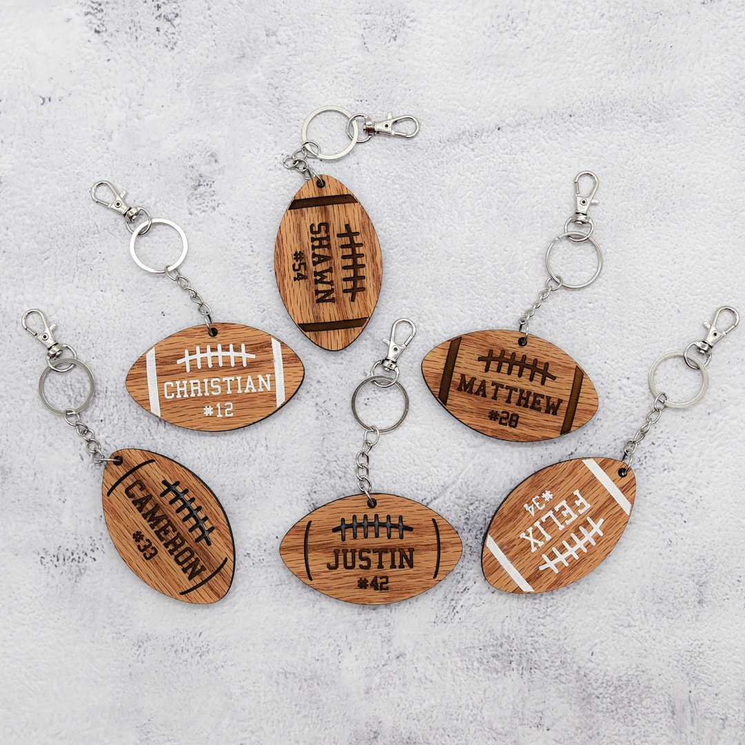 Personalized Football Bag Keychain, Custom Football Bag Tag, Football