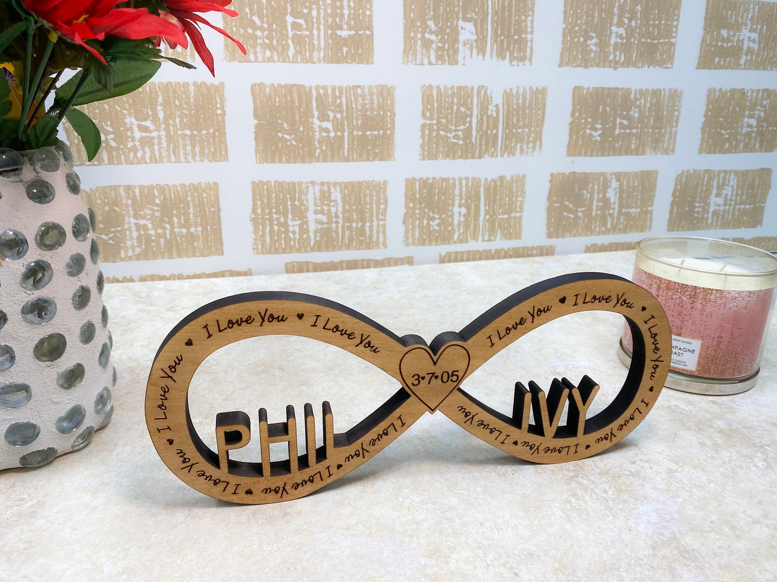Personalized Infinity Tabletop Decor, Couple Infinity Sign, Customize ...