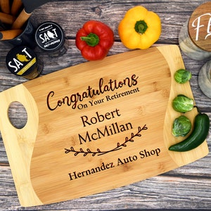 Personalized Bamboo Cutting Board, Retirement Gift Idea, Work Promotion Cutting Board, Work New Role Gift Idea, Work Cutting Board Gift