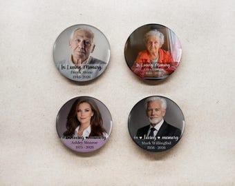 Personalized Memorial Buttons, In Loving Memory Pins