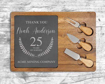 Work Anniversary Gift Rectangle Charcuterie Board with Detachable Slate Trivet