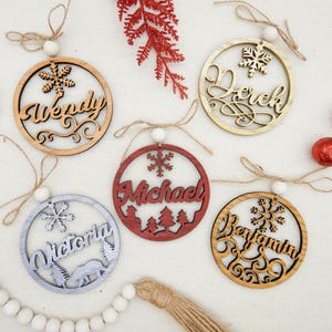 Personalized Wooden Christmas Ornament: Laser Cut Family Keepsake