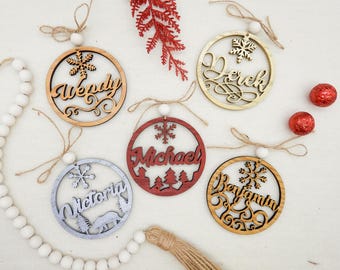 Personalized Wooden Christmas Ornament: Laser Cut Family Keepsake