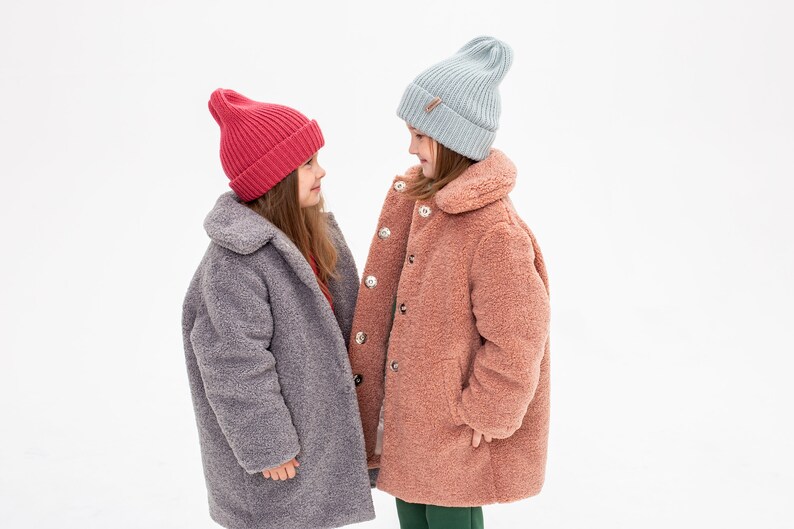 Teddy bear kids faux fur jacket Baby girl fluffy coat Tan image 6