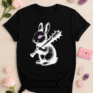 Pastel Goth Bunny T-Shirt: Emo Punk Alt Fashion
