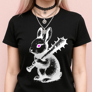 Goth Bunny T-Shirt: Dark Humor Emo Punk Alt Fashion
