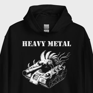 Heavy Metal Hoodie: Skull Tank Graphic, Edgy Metalhead Sweatshirt