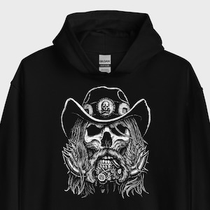 Badass Metalhead Skull Hoodie: Gothic Rock and Roll Sweatshirt
