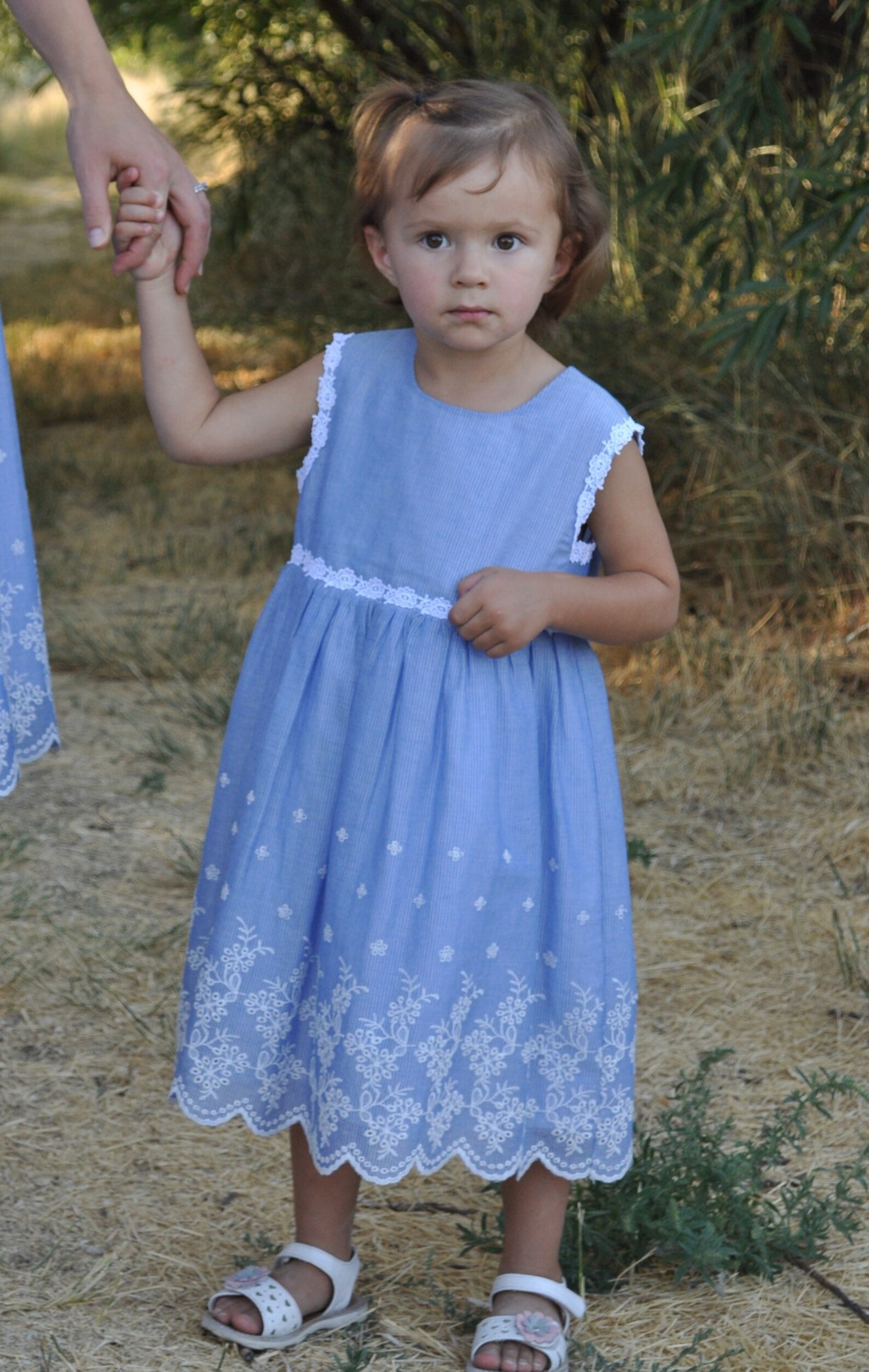 Light Blue Girls Dress Gentle Blue/white Scallops Baby Etsy Israel