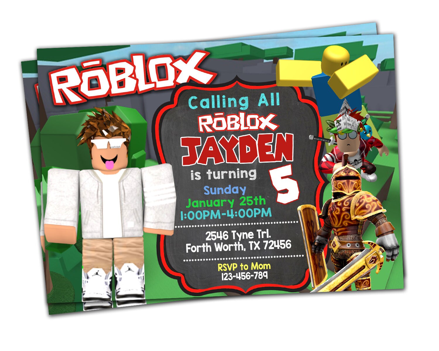 Roblox Invitation Personalize Digital File - 
