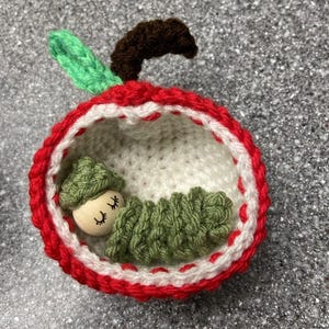 Worm in Half Apple Crochet Pattern