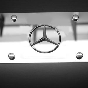 Plaque d'immatriculation en acier inoxydable avec rétroviseur 3D sport chromé pour MERCEDES BENZ avec capuchons inclus pour l'avant ou l'arrière
