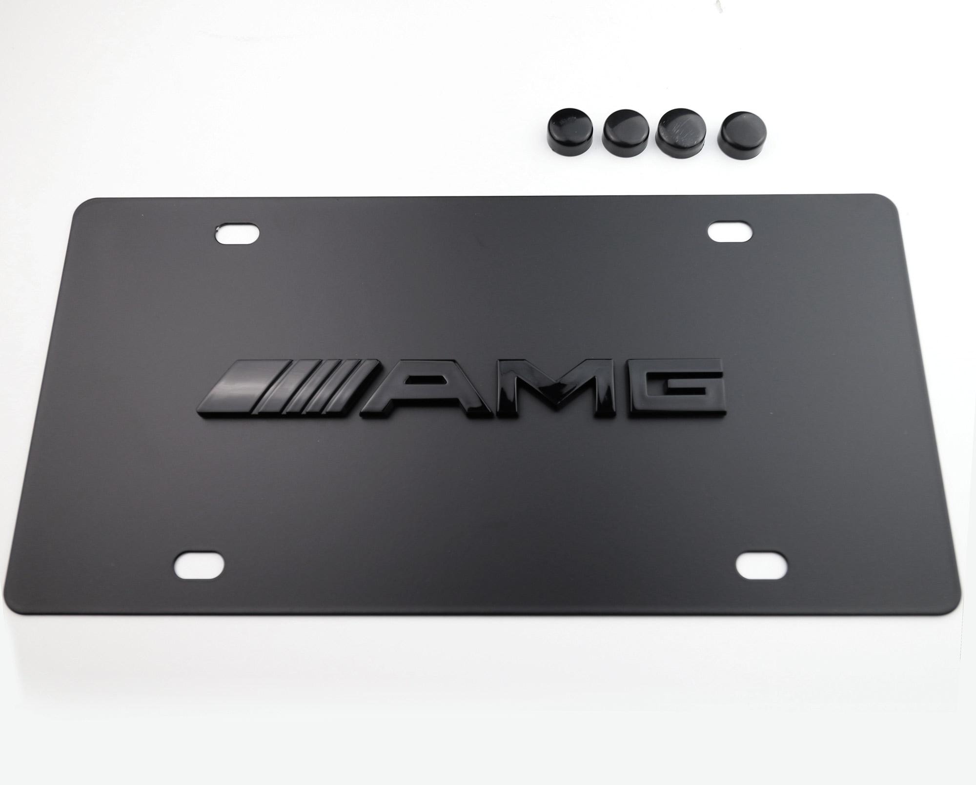 Mercedes Benz AMG License Plate: Black Stainless Steel With Caps - Etsy